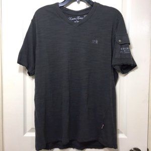 NWOT, English Laundry, Men, V-Neck style Tee shirt, short sleeve, dark Grey, L